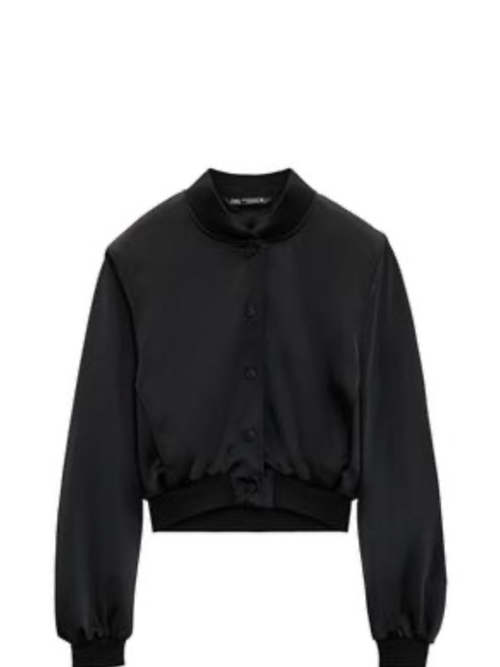 Zara Black Cropped Bomber Jacket - Women